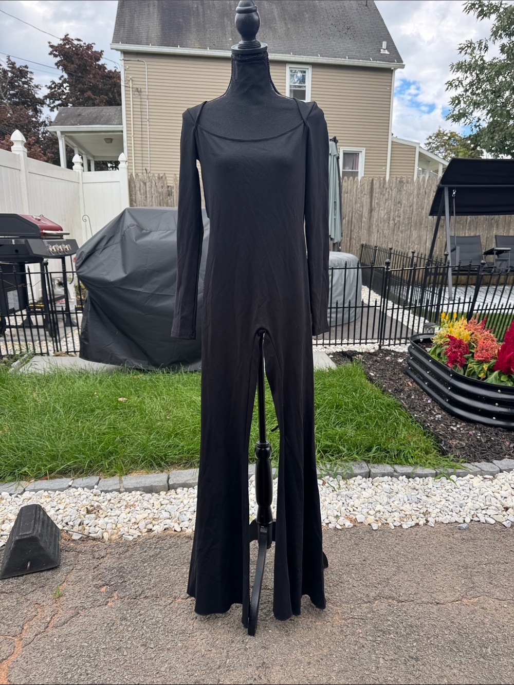 Darker wavs dollskill Black Long-Sleeve Wide-Leg Jumpsuit